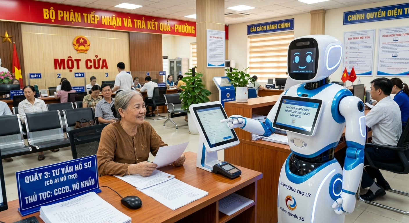 ỨNG DỤNG ROBOT AI TRONG CẢI CÁCH HÀNH CHÍNH TẠI TRUNG TÂM HÀNH CHÍNH CÔNG CẤP PHƯỜNG